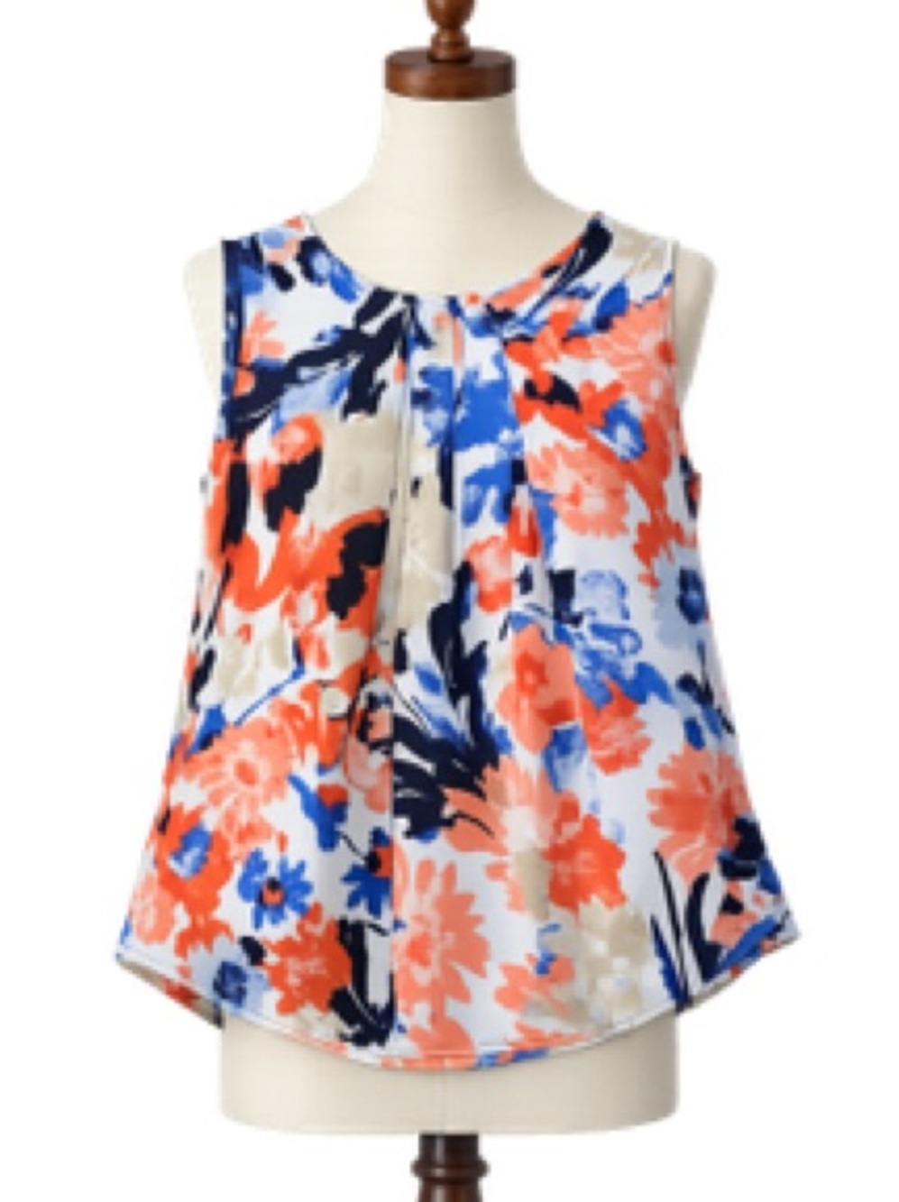 Nine West Girls Floral Tank Top - Coral, Navy & White
